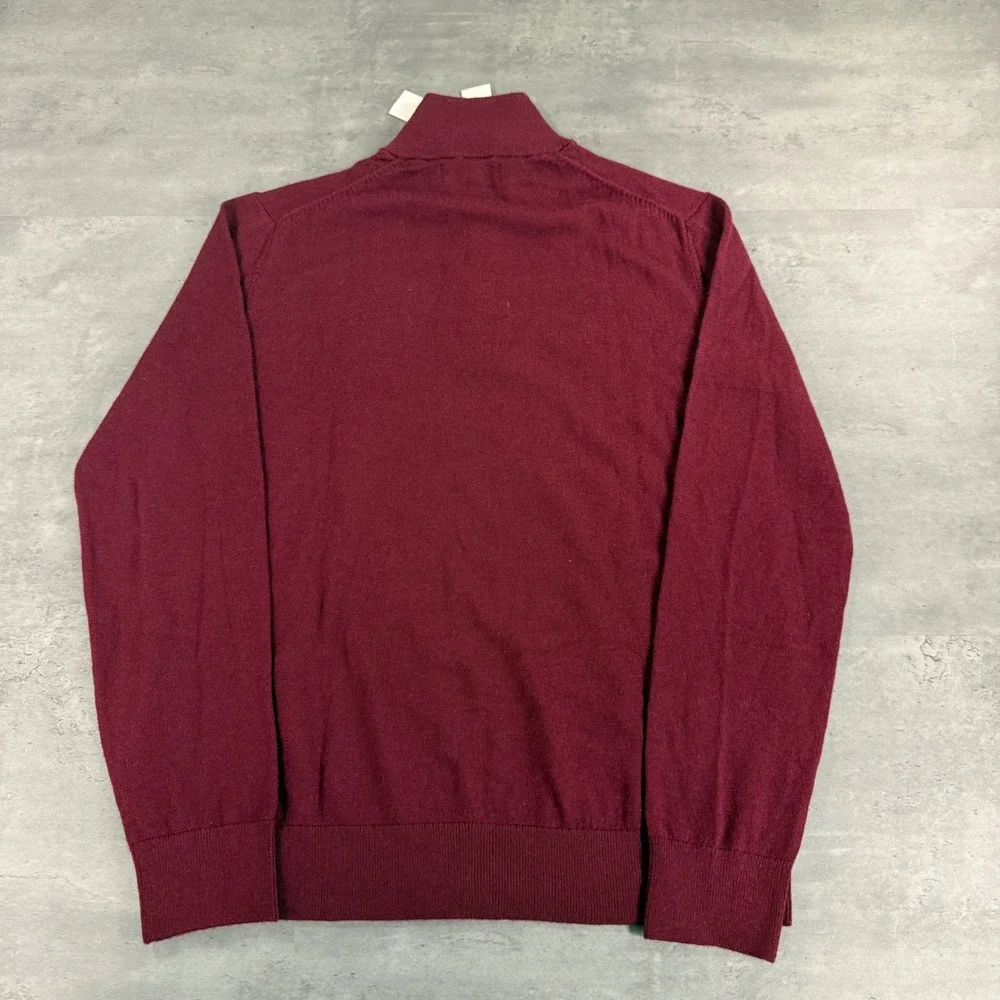 Banana Republic Sweater Mens M Merino Wool Red Wine Burgundy Quarter-Zip NEW $95